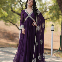 SHIWANI PREMIUM READYMADE ALIA CUT GOWN WITH DUPATTA SET  KA-1107
