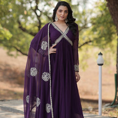 SHIWANI PREMIUM READYMADE ALIA CUT GOWN WITH DUPATTA SET  KA-1107
