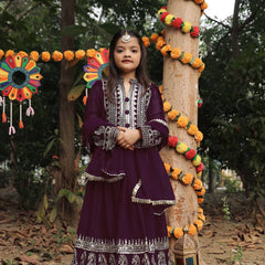 Launching New Collection Beautiful Kids Gownn Set OC-196-DARK BROWN