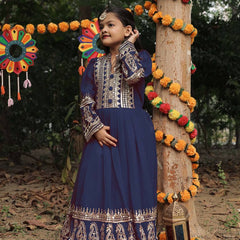 Launching New Collection Beautiful Kids Gownn Set OC-196-NEVY BLUE