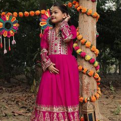 Launching New Collection Beautiful Kids Gownn Set OC-196-SCARLET