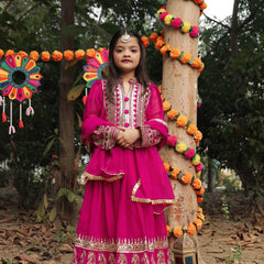 Launching New Collection Beautiful Kids Gownn Set OC-196-SCARLET