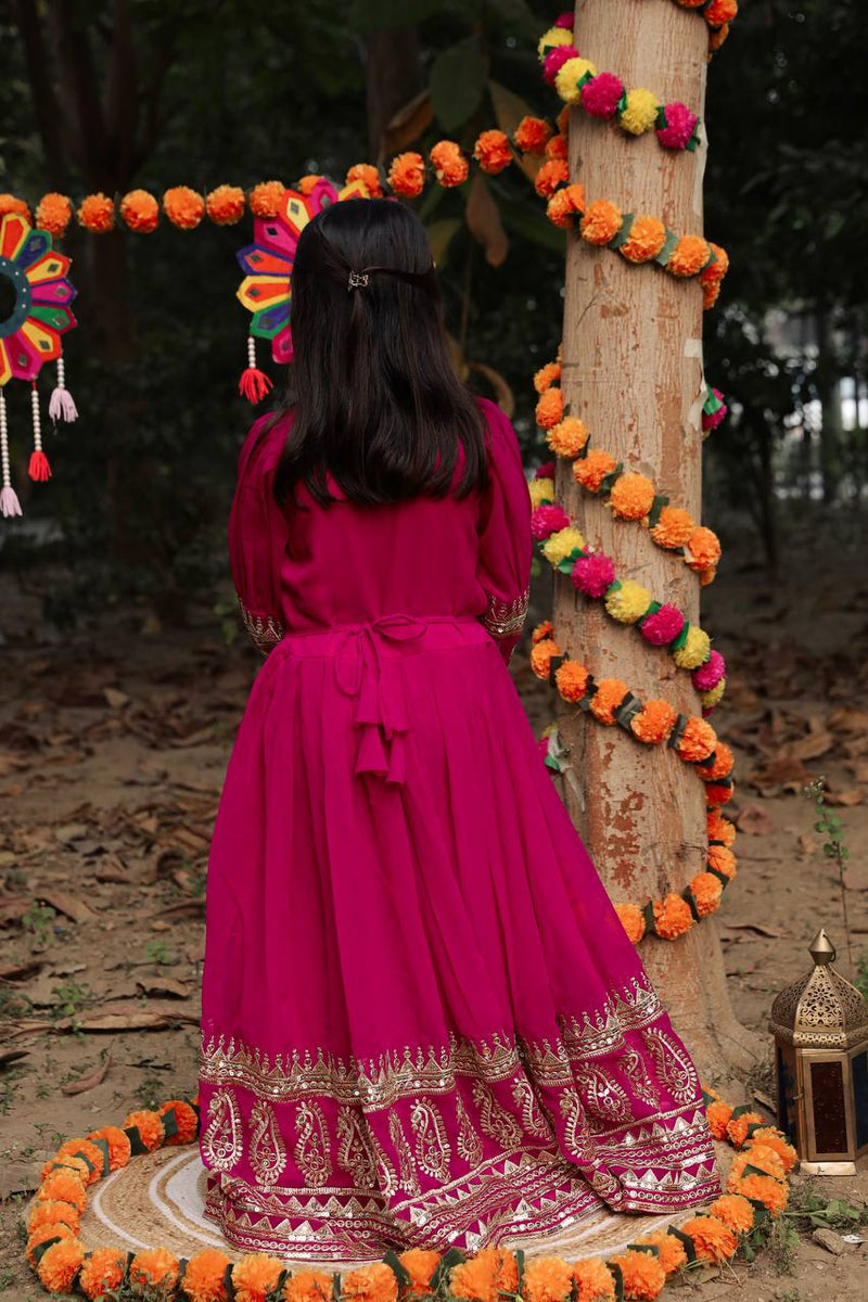 Launching New Collection Beautiful Kids Gownn Set OC-196-SCARLET