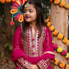 Launching New Collection Beautiful Kids Gownn Set OC-196-SCARLET
