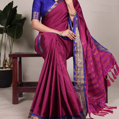 Pink Color Zari Weaving Work Aura Silk Saree