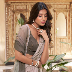 Coffee Color Floral Printed With Weightless Marbal saree