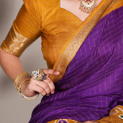 Purple Color Patola Print With Weaving Work Tussar Chex Saree