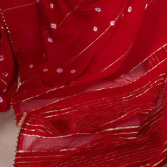 Red Color Sequins With Zari Line Viscose Chanderi Saree