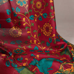 Off White Color Printed With Zari Weaving Work Tussar Silk Saree