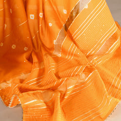 Mustard Color Sequins With Zari Line Viscose Chanderi Saree