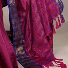 Pink Color Zari Weaving Work Aura Silk Saree