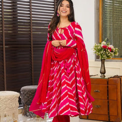 RED&PINK LEHERIYA SUIT SET-TD-140