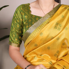 Yellow Color Jacquard Silk Patola Print With Zari Weaving Work Saree