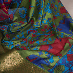 Maroon Color Printed With Zari Weaving Work Tussar Silk Saree