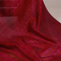 Mustard Color Bandhej Print With Zari Weaving Work Viscose Chanderi Saree