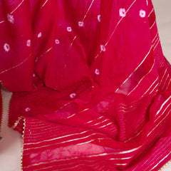 Pink Color Sequins With Zari Line Viscose Chanderi Saree