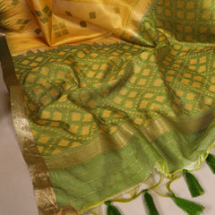 Yellow Color Jacquard Silk Patola Print With Zari Weaving Work Saree