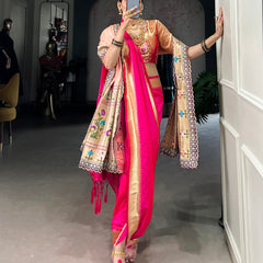 Pink Color Paithani Zari Weaving Work Jacquard Silk Saree