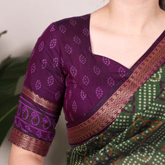 Mehandi Color Bandhej Print With Zari Weaving Work Viscose Chanderi Saree