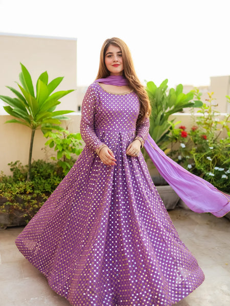 Atisa's Purple Coloured Suit Set