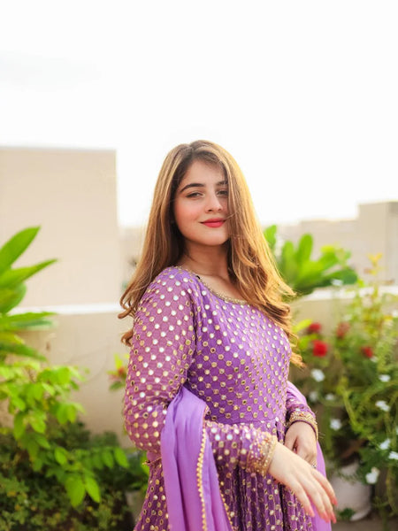 Atisa's Purple Coloured Suit Set