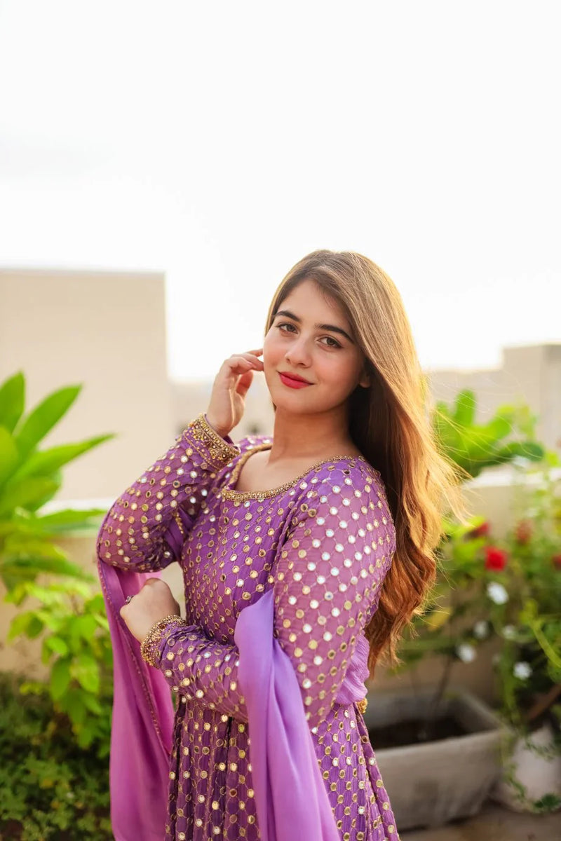 Atisa's Purple Coloured Suit Set