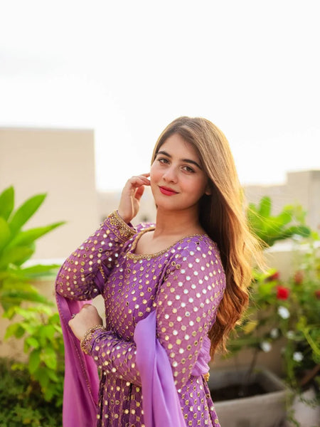 Atisa's Purple Coloured Suit Set