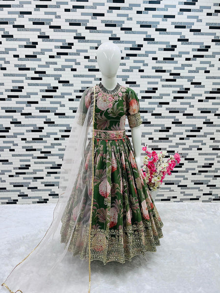 New Designer Heavy Fox Georgettee Gownn OC-152 Green