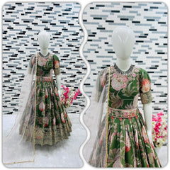 New Designer Heavy Fox Georgettee Gownn OC-152 Green