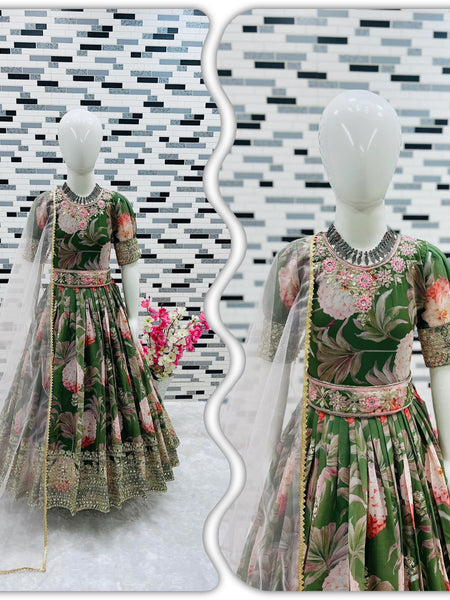New Designer Heavy Fox Georgettee Gownn OC-152 Green