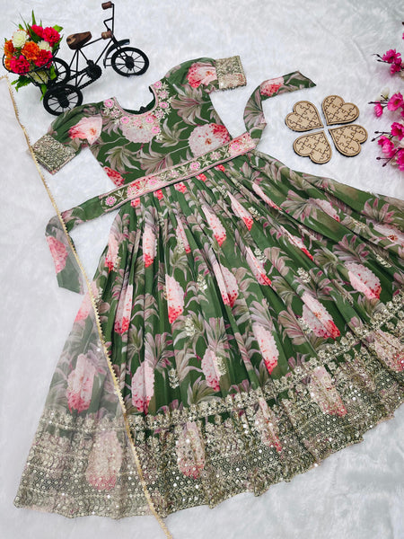 New Designer Heavy Fox Georgettee Gownn OC-152 Green