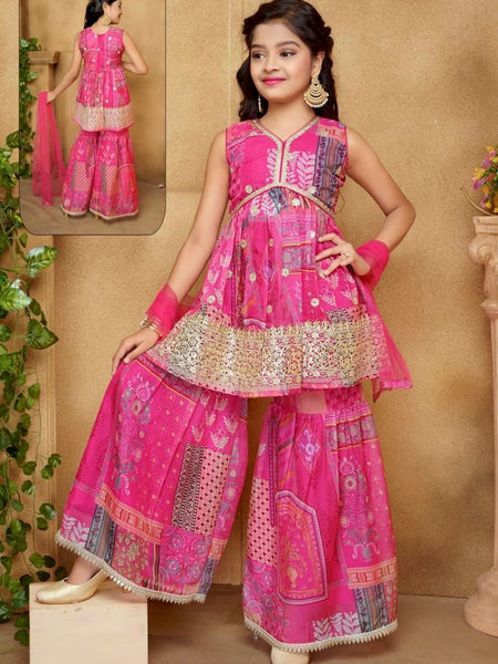 New Designer Heavy Japan Satin Embroidery Work Topp And Shararaa OC-163