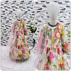 Presenting New Designer Heavy Fox Georgettee Gownn With Digital Print work Ready To Wear Collection OC-180