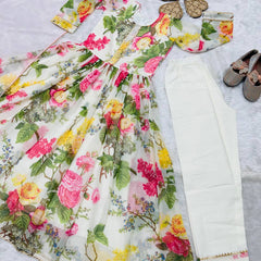 Presenting New Designer Heavy Fox Georgettee Gownn With Digital Print work Ready To Wear Collection OC-180