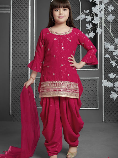 TOP WITH DHOTI SALWARR AND DUPATTAA FULL STTICHED OC-506 Rani