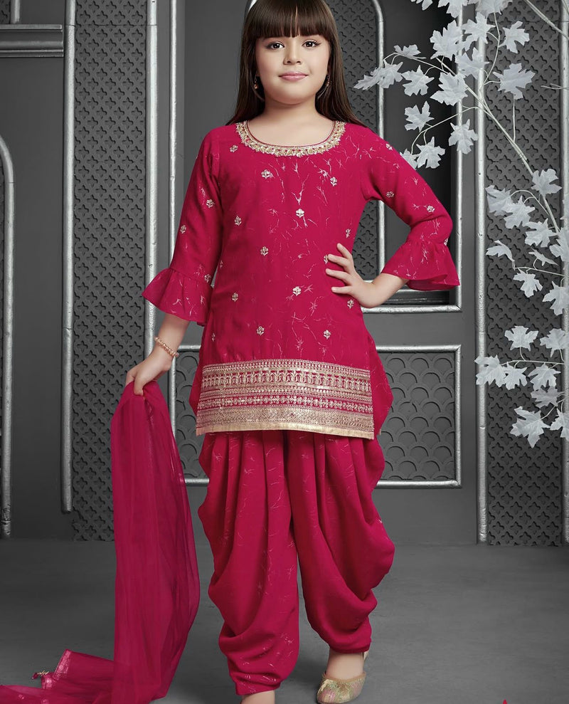 TOP WITH DHOTI SALWARR AND DUPATTAA FULL STTICHED OC-506 Rani