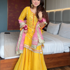 Naumya Neon Yellow Sharara Suit Set