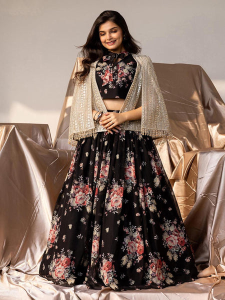 New Designer Lehenga Choli With Koti Ready To Wear Collection OC-210 Black