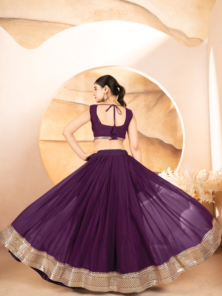 Catalina's Wine Coloured Party Wear Lehenga Choli