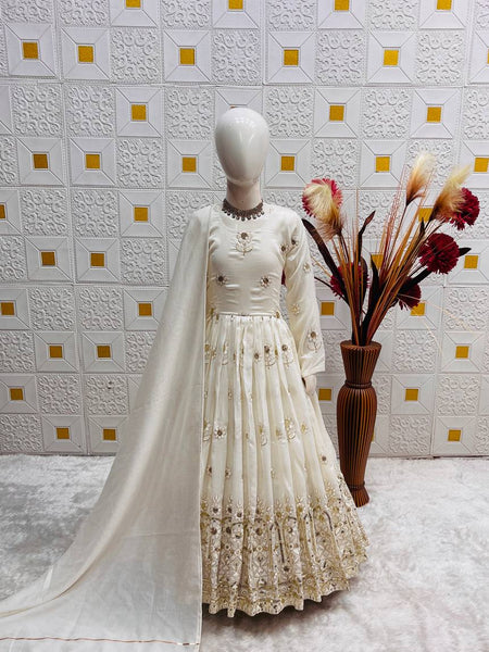 Premium Quality Vichitra Silk Kids Gown Set