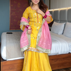Naumya Neon Yellow Sharara Suit Set