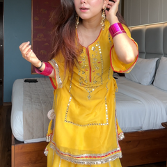 Naumya Neon Yellow Sharara Suit Set