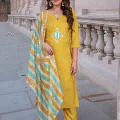 Embellished Embroidery Kurti-Pant-Dupatta Set– by QueenVastra