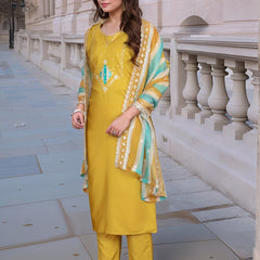Embellished Embroidery Kurti-Pant-Dupatta Set– by QueenVastra