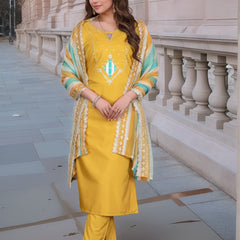 Embellished Embroidery Kurti-Pant-Dupatta Set– by QueenVastra