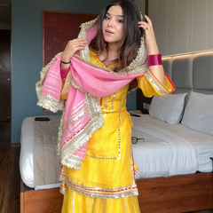 Naumya Neon Yellow Sharara Suit Set