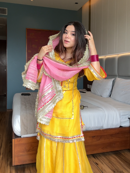Naumya Neon Yellow Sharara Suit Set