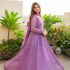 Atisa's Purple Coloured Suit Set