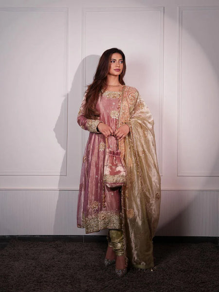 Shavi's' Peach Havy Zimmy Chu Royal Elegant Suit Set