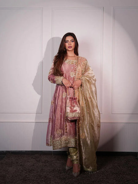 Shavi's' Peach Havy Zimmy Chu Royal Elegant Suit Set